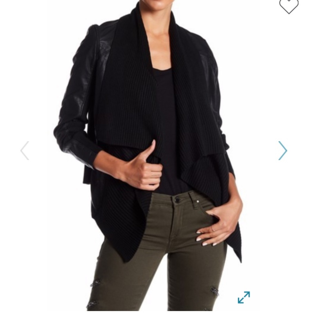 BlankNYC Faux leather drape front jacket